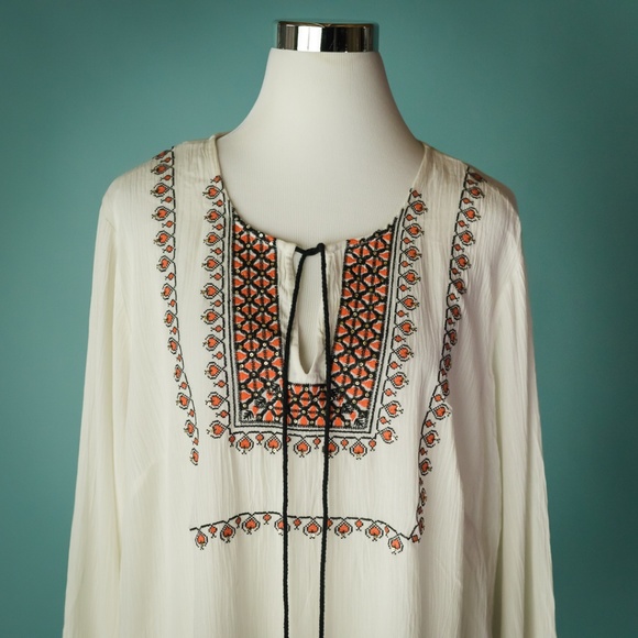 Daniel Rainn 2X Ivory Embroidered Top Blouse - Picture 2 of 6